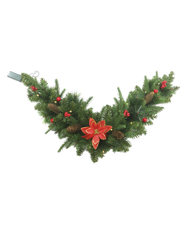 PVC PE Pine Needle Series-90CM zakrivljeni ratan s ukrasima Božićni vijenac